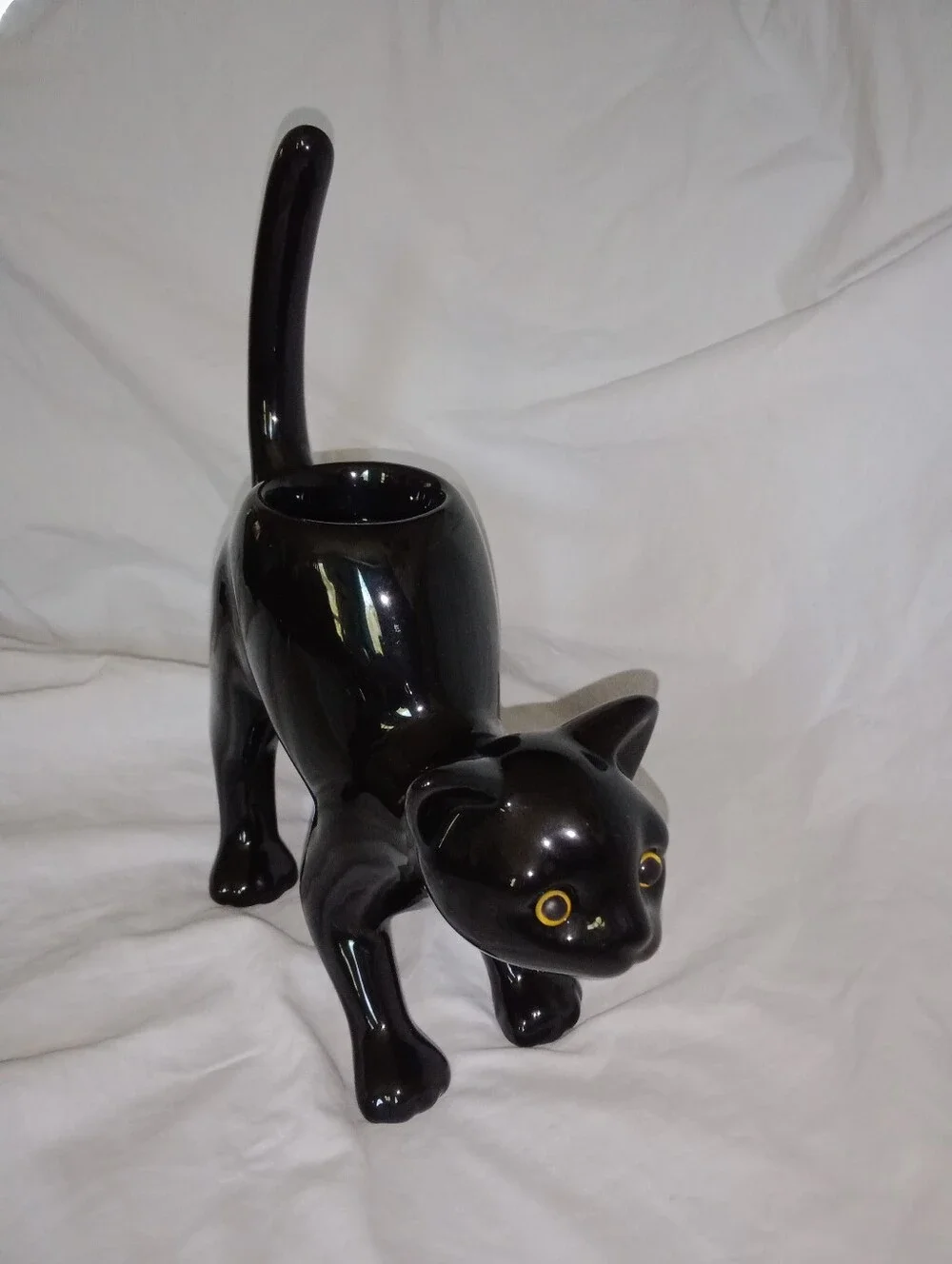 Vintage Retired Halloween Scared Kitty Cat Candle Holder PartyLite 9 3/4